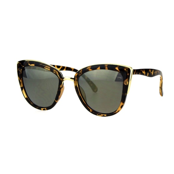 Tortoiseshell Oversized Cat Eye Sunglasses Black - Picture 4 of 6